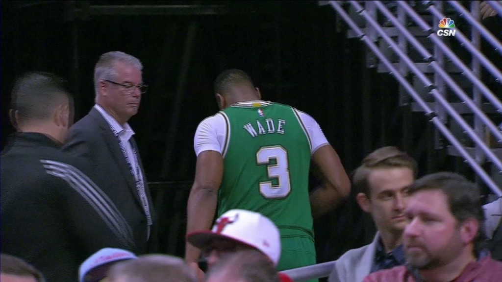 0:22Play     Dwyane Wade leaves Wednesday's game with a sprained right elbow