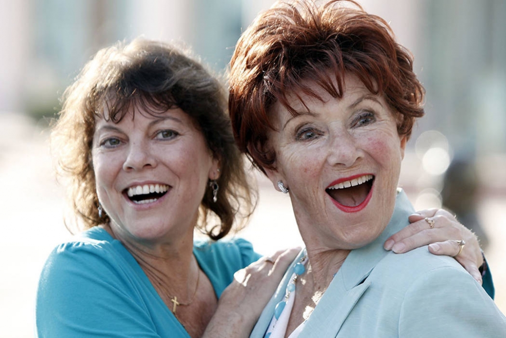 Actresses Erin Moran left and Marion Ross stars of Happy Days are seen in 2009 in Los Angeles