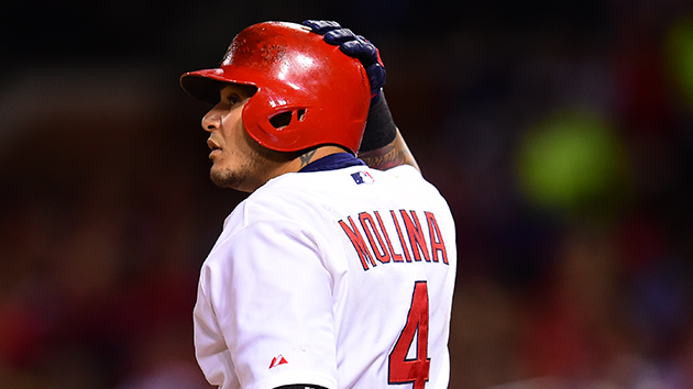 Cardinal's Catcher Yadier Molina Can't Find Baseball That Is Literally Stuck To His Stomach