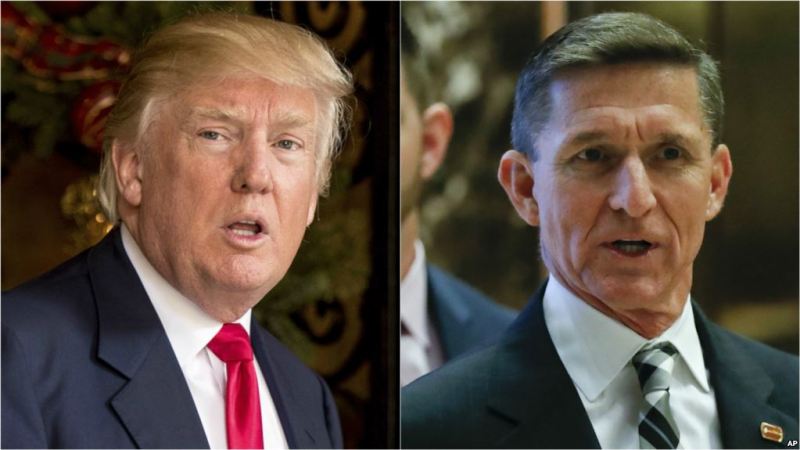 From left President Donald Trump and former national security adviser Micheal Flynn