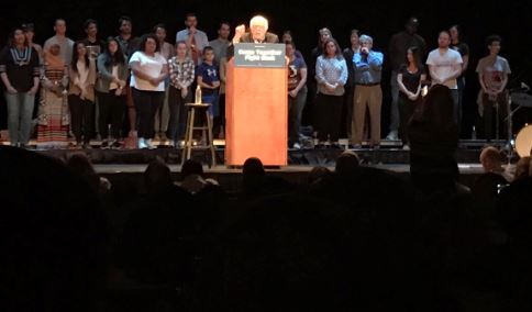 Senator Bernie Sanders spoke at the Louisville Palace on Tuesday