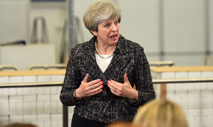 Theresa May gives a speech at GSK