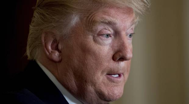 US President Donald Trump during a news conference with Nato Secretary General Jens Stoltenberg