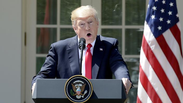 US President Donald Trump speaks during a joint press conference on April 5