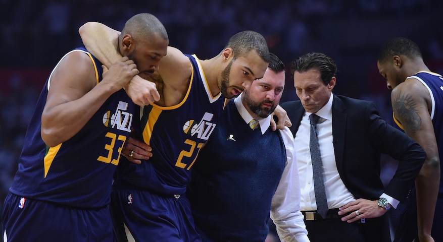 Utah Center Rudy Gobert Injury Diagnosis Hyperextended Knee