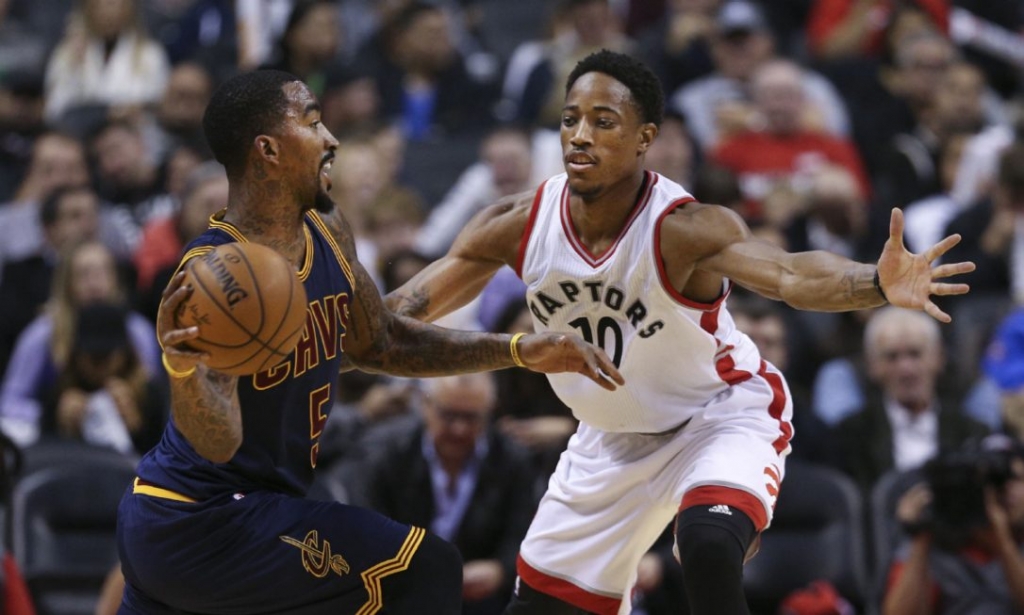 Guarding J.R. Smith and the Cavaliers on the perimeter will be a key for De Mar DeRozan's Raptors in their Eastern Conference semifinal starting Monday night