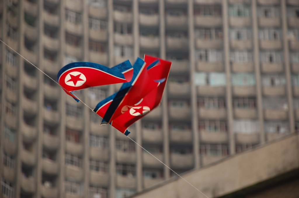 A North Korean flag in Pyongyang