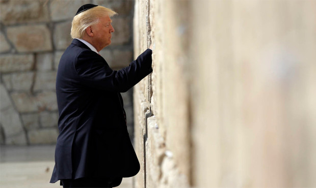 President Donald Trump visits the Western Wall Monday