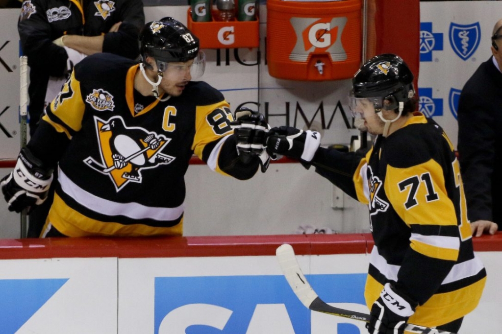 Pittsburgh's Sidney Crosby left and Evgeni Malkin have been the NHL's most productive players regular season and playoffs in recent years