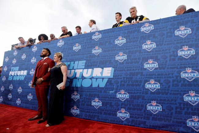 Tennessee's Derek Barnett arrives for the first round of the 2017 NFL football draft Thursday