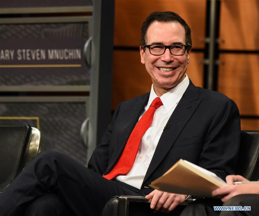 U.S. Treasury Secretary Steven Mnuchin speaks during a panel