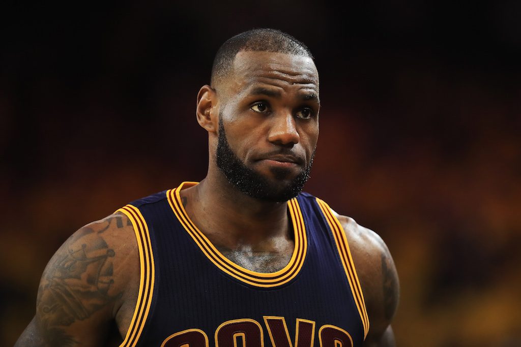 LeBron James reacts during Game 1 of the 2017 NBA Finals