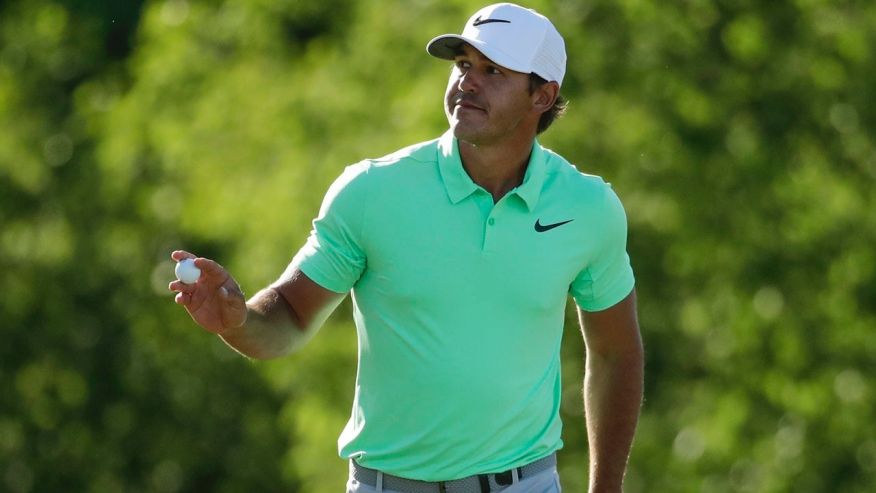 Brooks Koepka reacts after his birdie on the 15th hole during the fourth round of the U.S. Open golf tournament Sunday