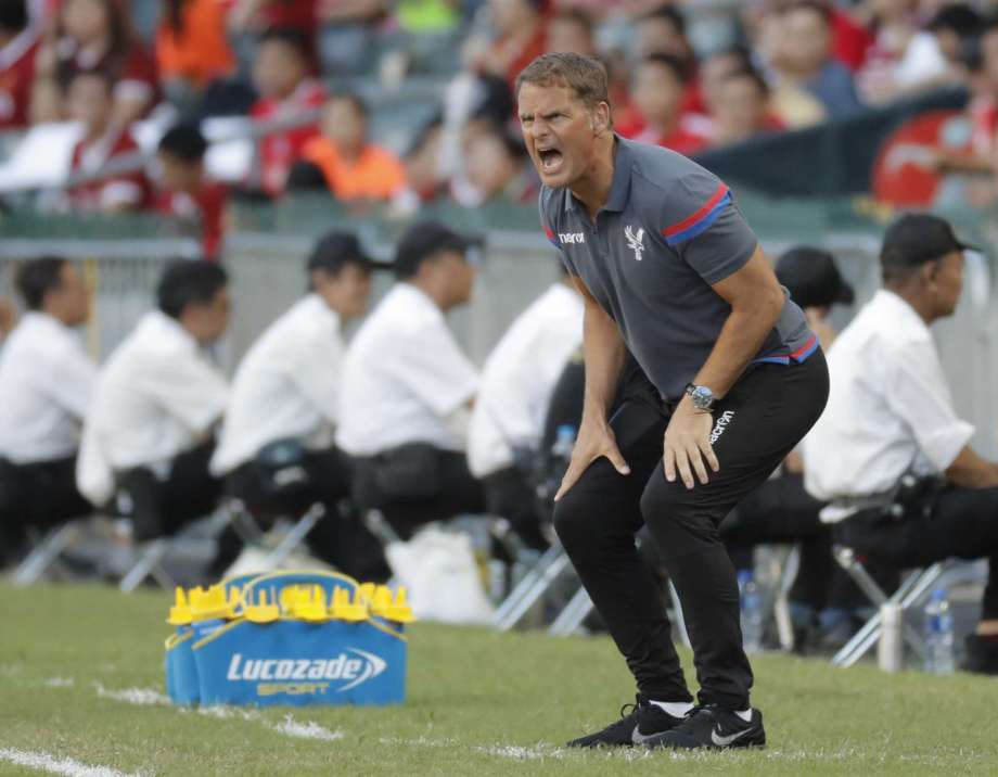 Frank de Boer manager of Crystal Palace FC shouts during the third place playoff match against West Bromwich Albion FC at the Premier League Asia Trophy soccer tournament in Hong Kong. Frank de Boer has