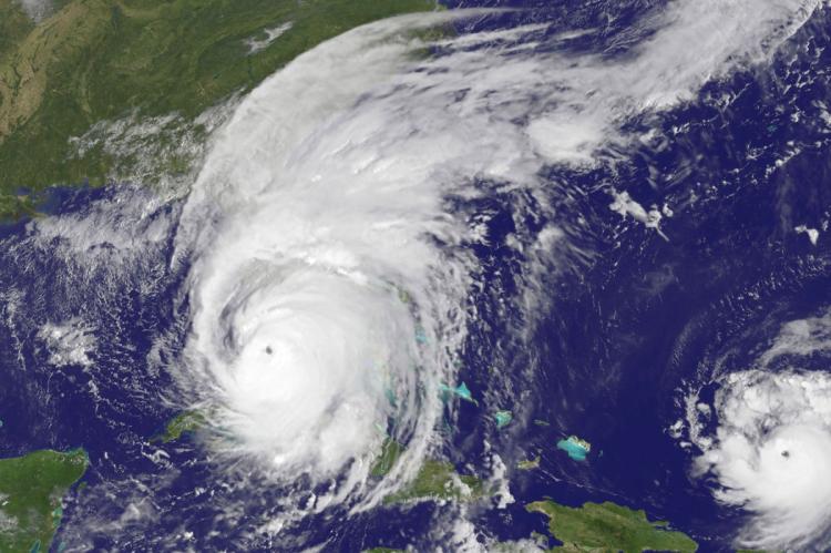 Hurricane Jose is seen on the right as Hurricane Irma trounces Florida on Sunday