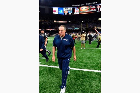 New England Patriots head coach Bill Belichick walks off the field after an NFL football game against the New Orleans Saints in New Orleans Sunday Sept. 17 2017. The Patriots won 36-20