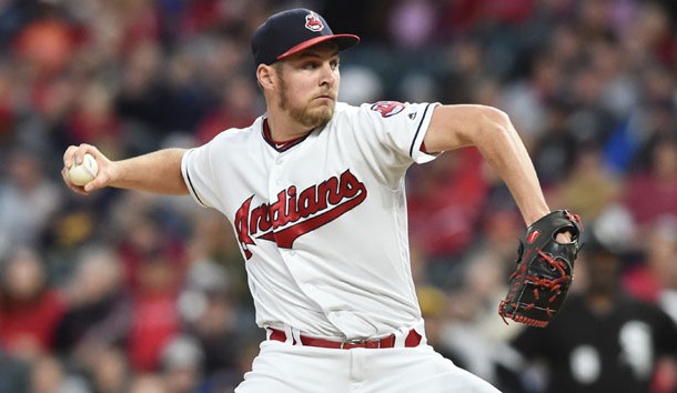 Sep 29 2017 Cleveland OH USA Cleveland Indians starting pitcher Trevor Bauer throws a pitch during the first inning against the Chicago White Sox at Progressive Field