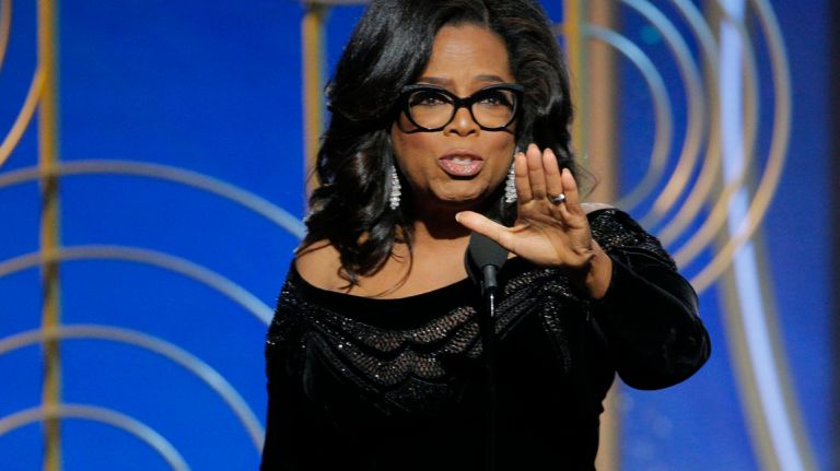 Oprah Winfrey speaks at the Golden Globe Awards