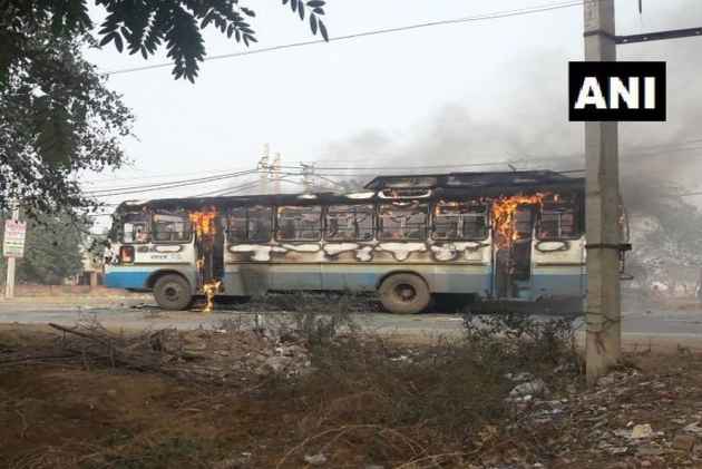 Mob Torches Bus Pelts Stones In Protest Against Padmaavat At Gurugram's Sohna Road Chittor Fort In Rajasthan Shuts Down