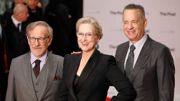 Steven Spielberg Meryl Streep and Tom Hanks attend The Post European Premeire