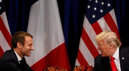 U.S. President Donald Trump meets French President Emmanuel Macron in New York U.S