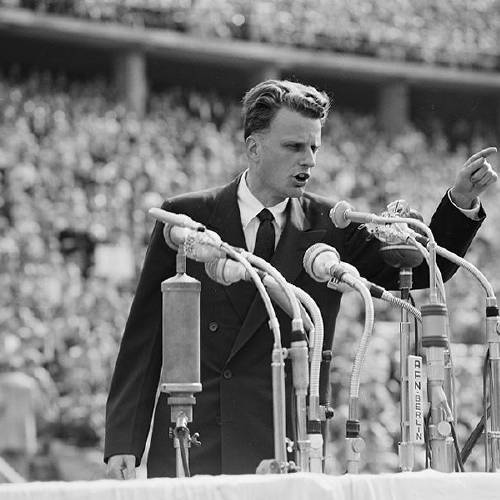 Graham speaks to over 100,000 Berliners at the Olympic Stadium in Berlin