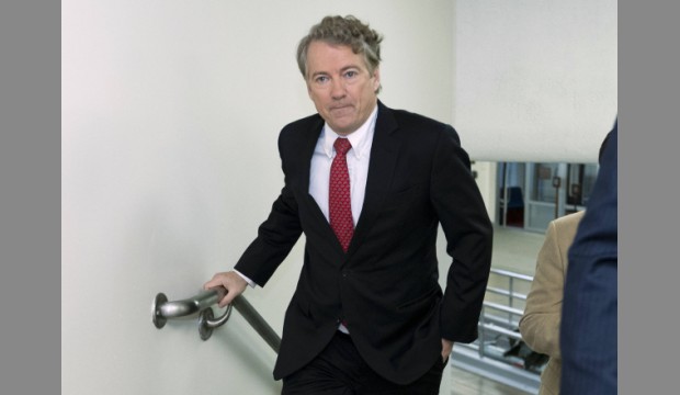 Sen. Rand Paul R-Ky. walks to the Senate chamber at the U.S. Capitol Thursday Feb. 8 2018 in Washington