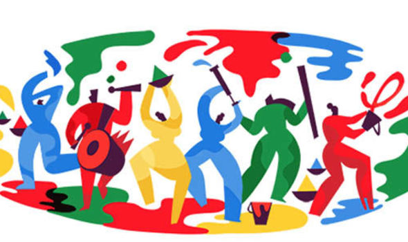 Holi Festival 2018 Google Doodle of Holi