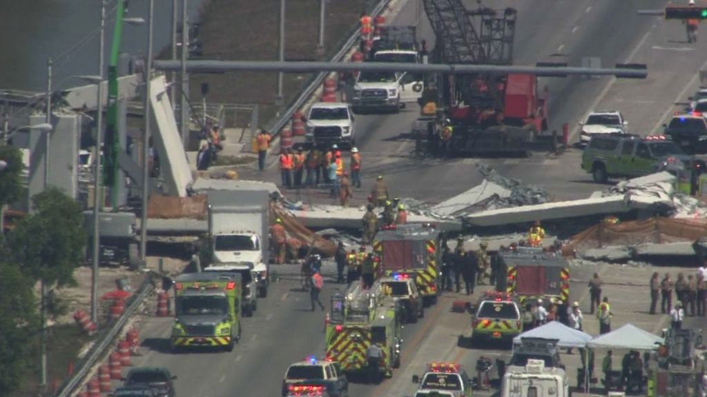 Pedestrian bridge collapses in Miami