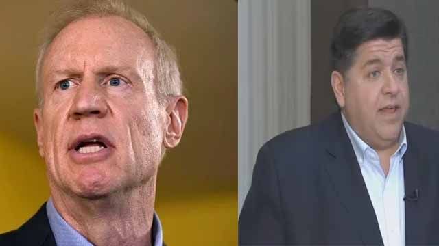 Rauner and Pritzker. Credit AP and KMOV