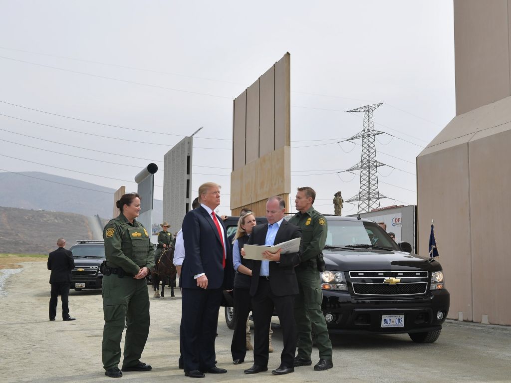 U.S. President Donald Trump inspects border wall prototypes in San Diego California