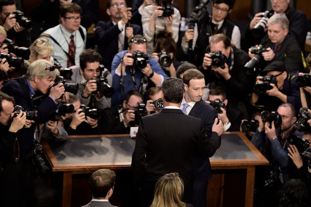 Facebook CEO Mark Zuckerberg arrives to testify before a US Senate hearing in Washington. Brendan Smialowski AFP