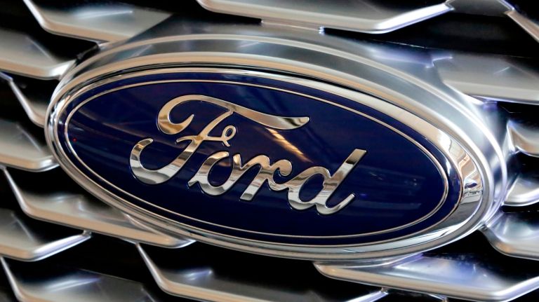 A Ford logo on the grill of