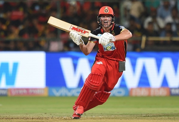 Royal Challengers Bangalore player AB De Villiers plays a shot during the match against Kings XI Punjab