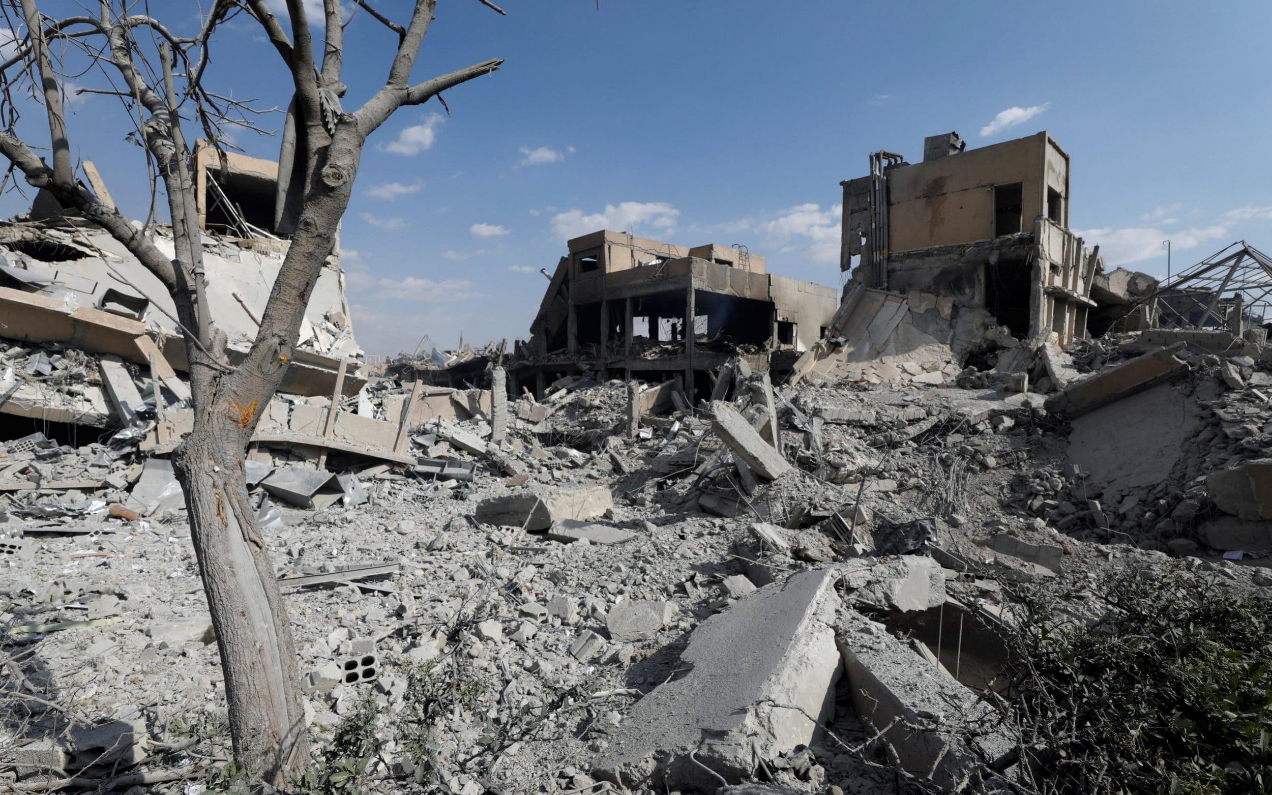 The ruins of the Scientific Research Centre in Damascus destroyed by British French and American airstrikes