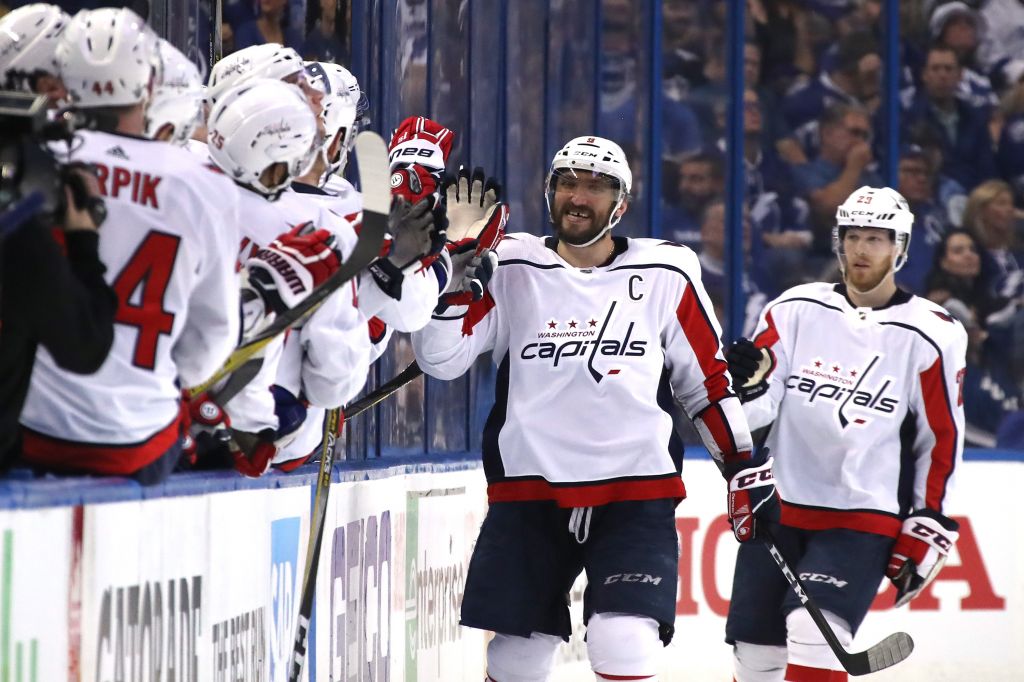 Alex Ovechkin of the Washington Capitals celebrates