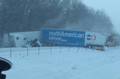 Multiple interstate pileups reported across IN as snow coats region