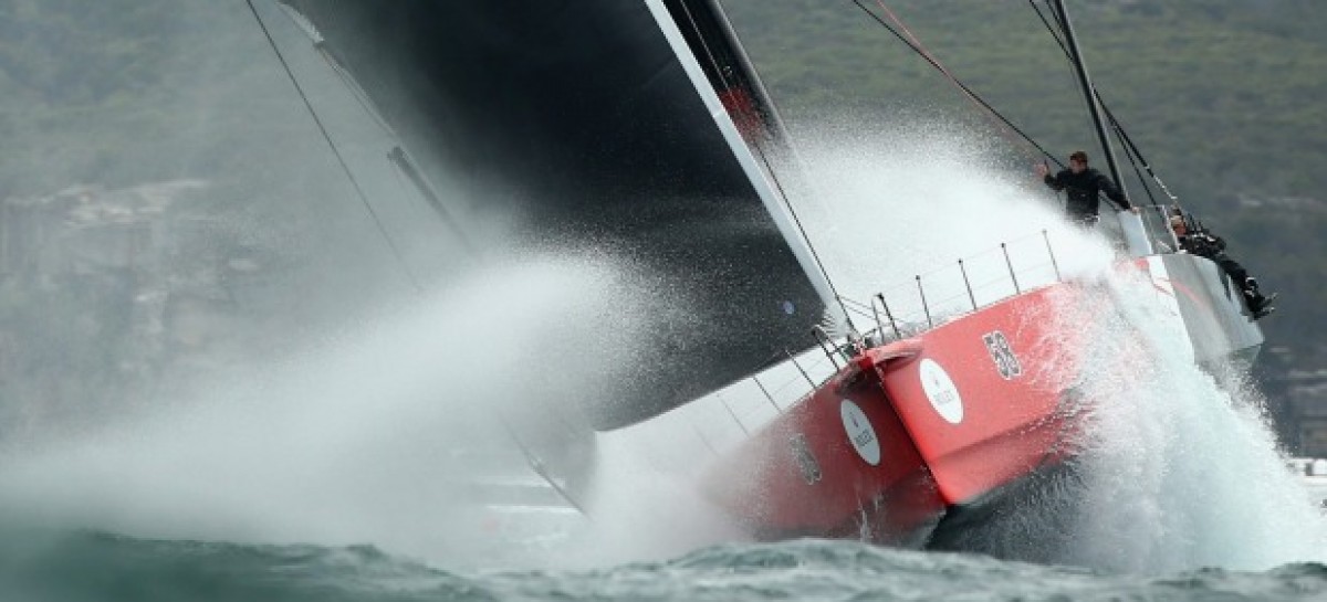 USA yacht Comanche 1st out of harbor in Sydney to Hobart race