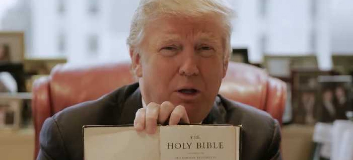 Trump Shows Off His Family Bible in Message to Evangelicals