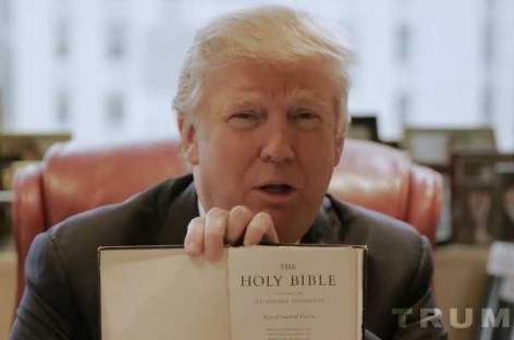 Trump Shows Off His Family Bible in Message to Evangelicals