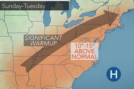 Warmer again today; chance of rain this afternoon