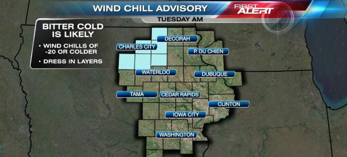 Wind Chill Advisory in effect for portions of Chicago area later tonight