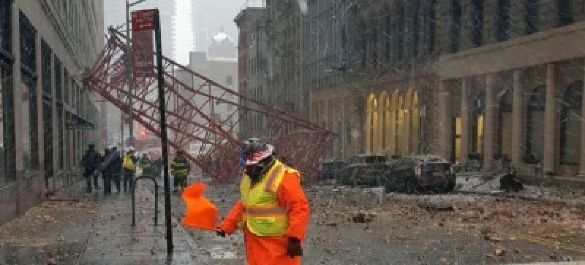 Collapsed construction crane removed from NYC street