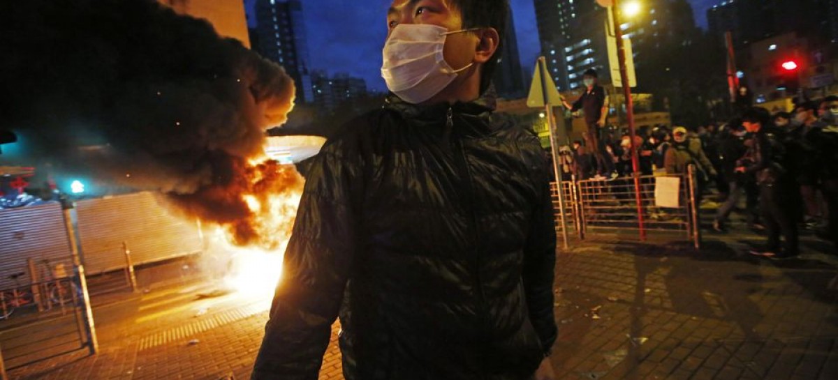 Hong Kong activists, police clash over holiday food stalls