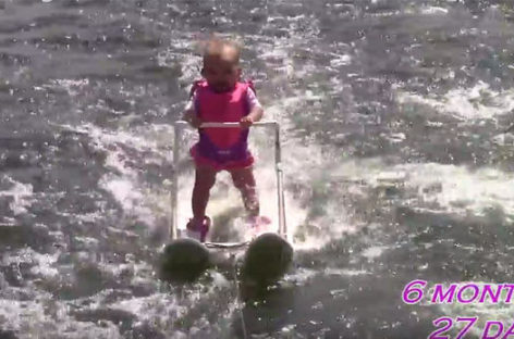 Month-old water skiier likely to set record