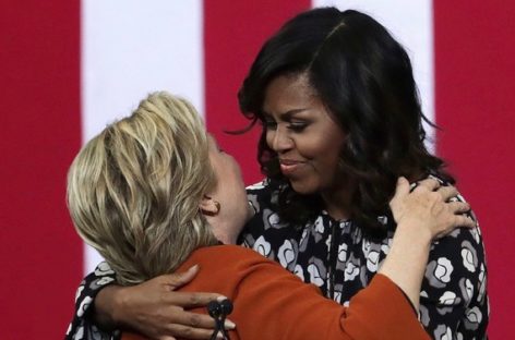 Clinton rallies with Mrs. Obama as Trump alleges corruption