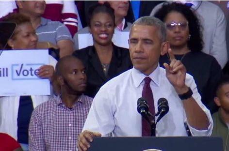 Obama speaks up for protester but is derided by Trump