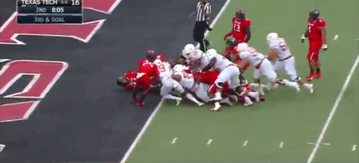 Texas Tech steals ball at goal line, returns 99 yards for TD