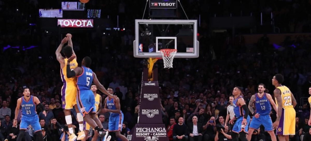 Young’s late 3-pointer pushes Lakers past Thunder, 111-109