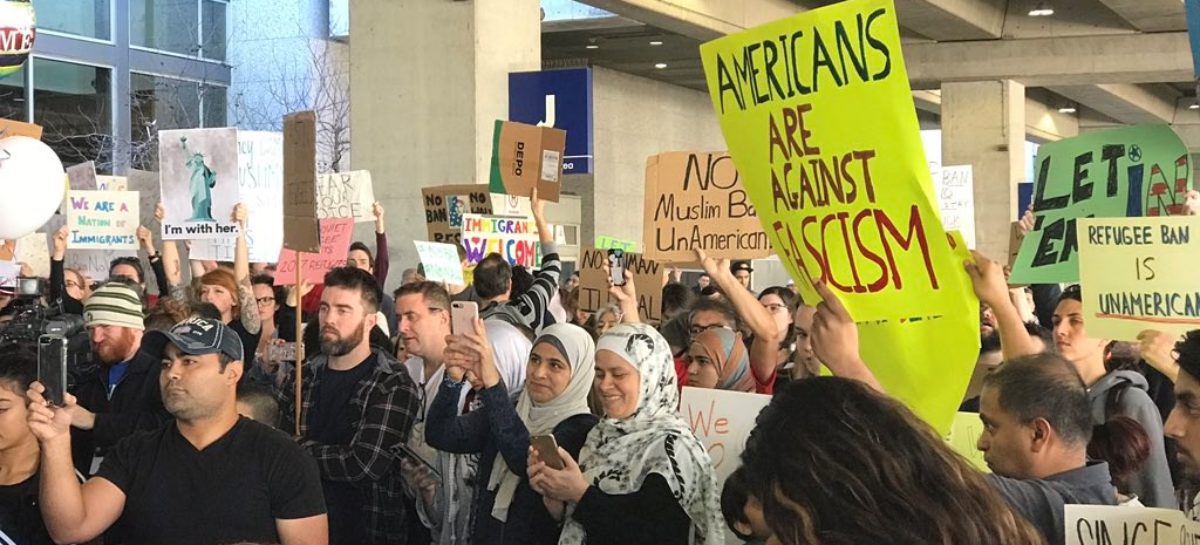 Protest held at John Glenn Airport against travel ban